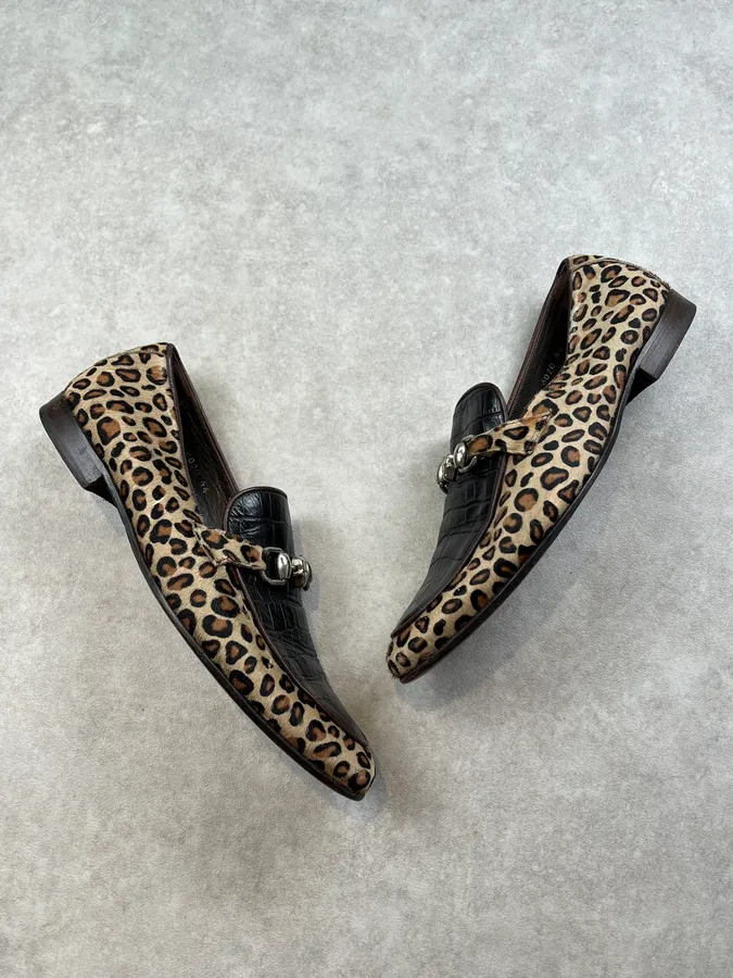 Philipp Plein Leopard Print Calf Hair Brown Loafer Shoes - Image 2