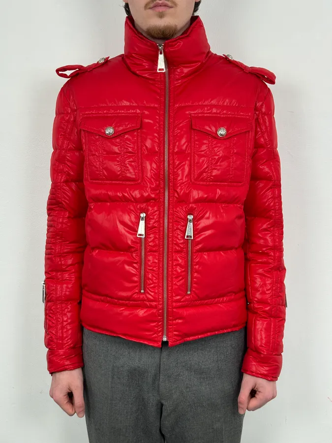 Philipp Plein Red Multi Zip Biker Puffer Jacket - Image 2