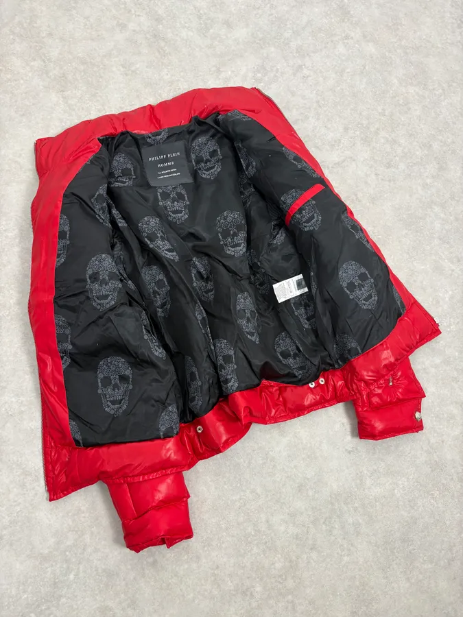 Philipp Plein Red Multi Zip Biker Puffer Jacket - Image 7