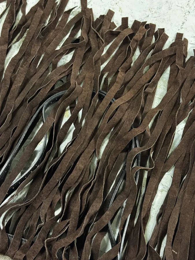 Pierre Balmain Grey & Brown Suede Iroquois Fringe Tote Bag - Image 8