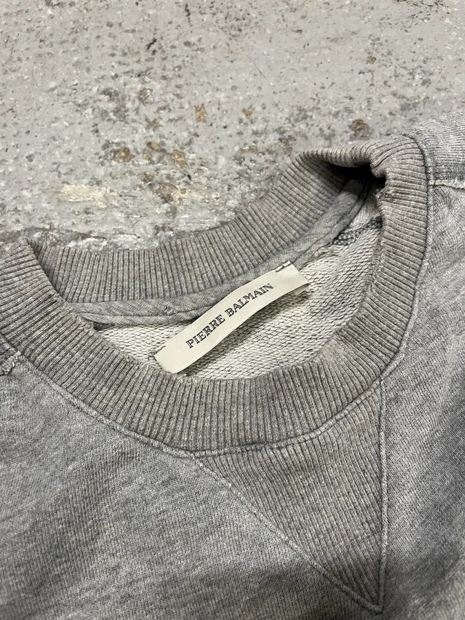 Pierre Balmain Grey Lined Relaxed Sweater - Image 9