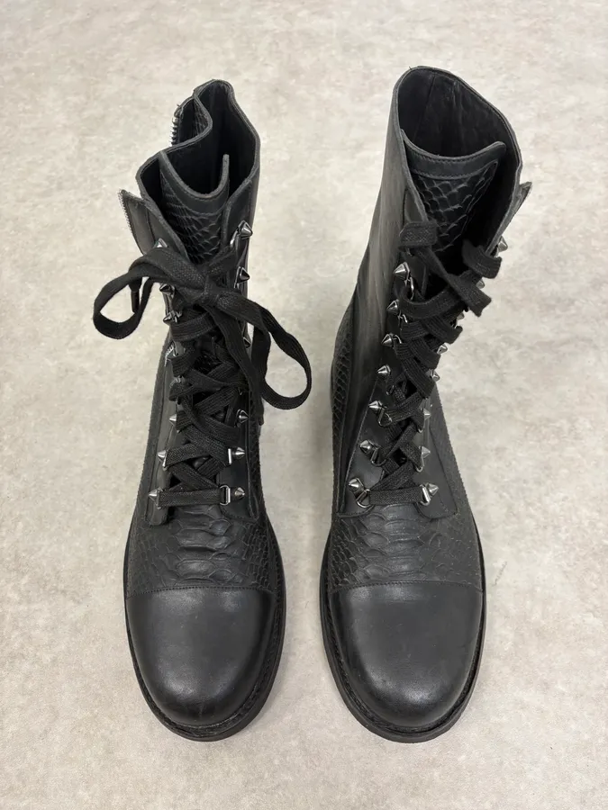 Pierre Balmain Hybrid Side Zips Python Effect Leather Boots - Image 4