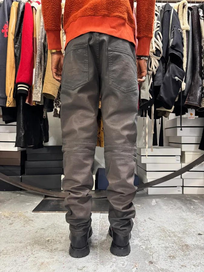 Pierre Balmain Waxed Brown Denim Jeans - Image 4