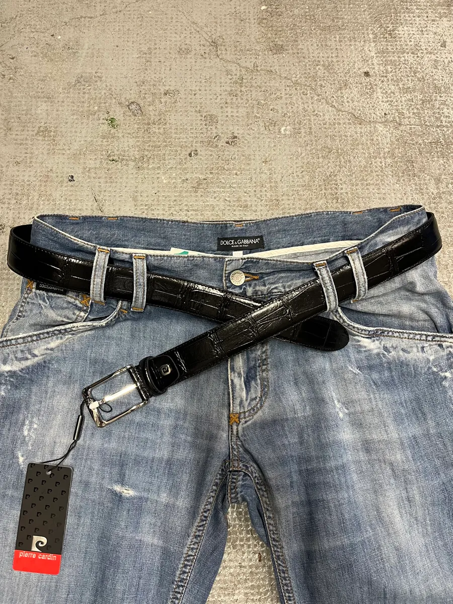 Pierre Cardin Black Crocodile Leather Belt (OS) - Image 2