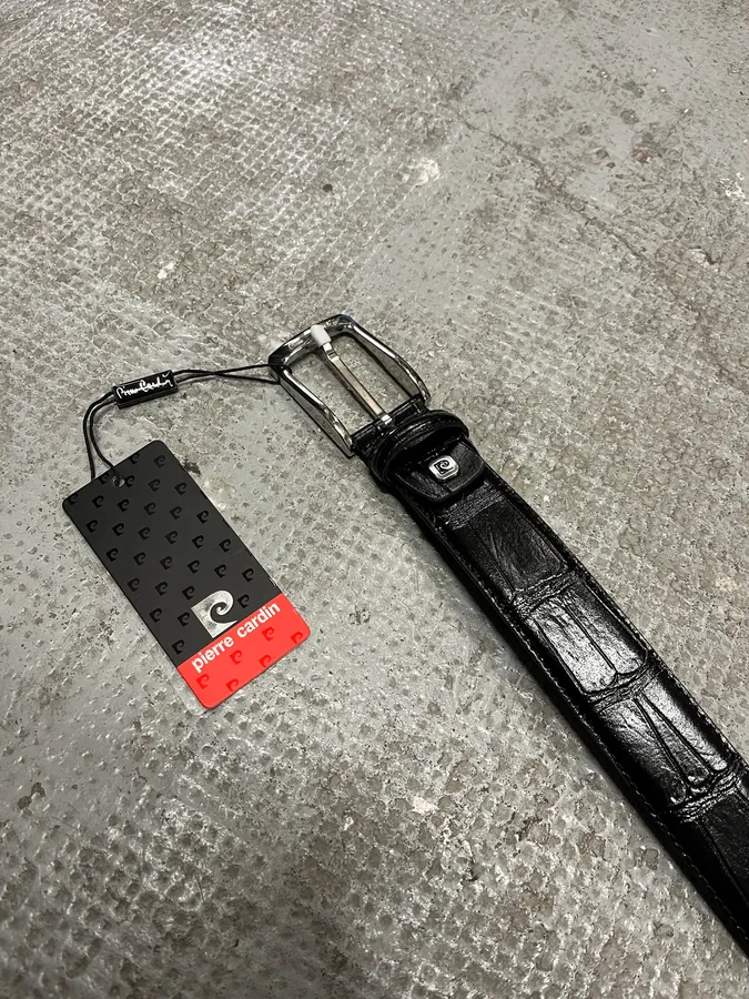 Pierre Cardin Black Crocodile Leather Belt (OS) - Image 6