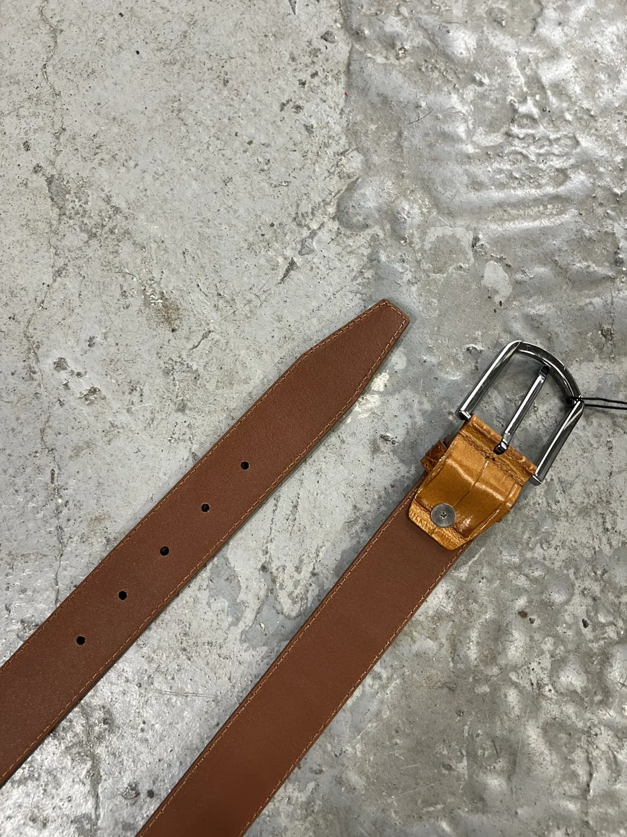 Pierre Cardin Brown Crocodile Leather Belt - Image 4