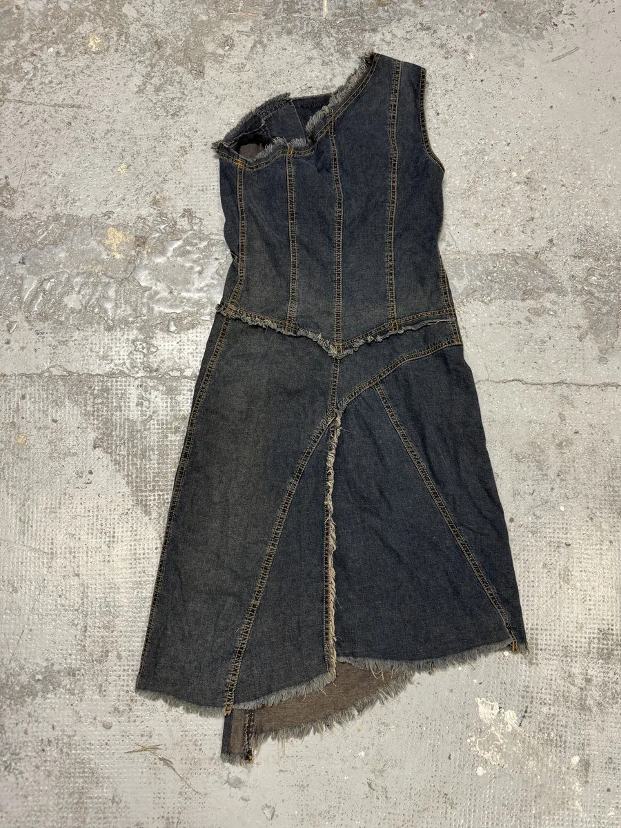 Plein Sud Asymmetrical Metal Hook Denim Dress