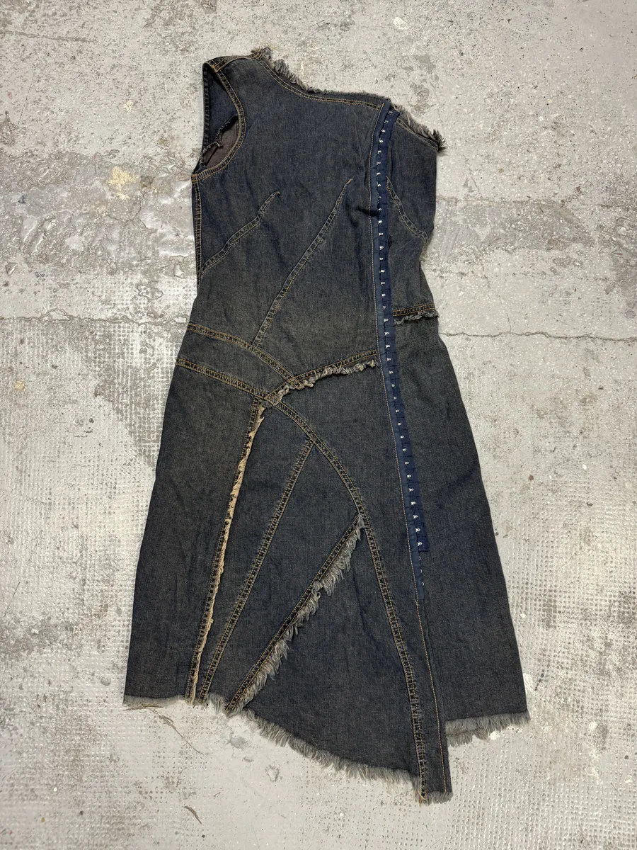 Plein Sud Asymmetrical Metal Hook Denim Dress - Image 2