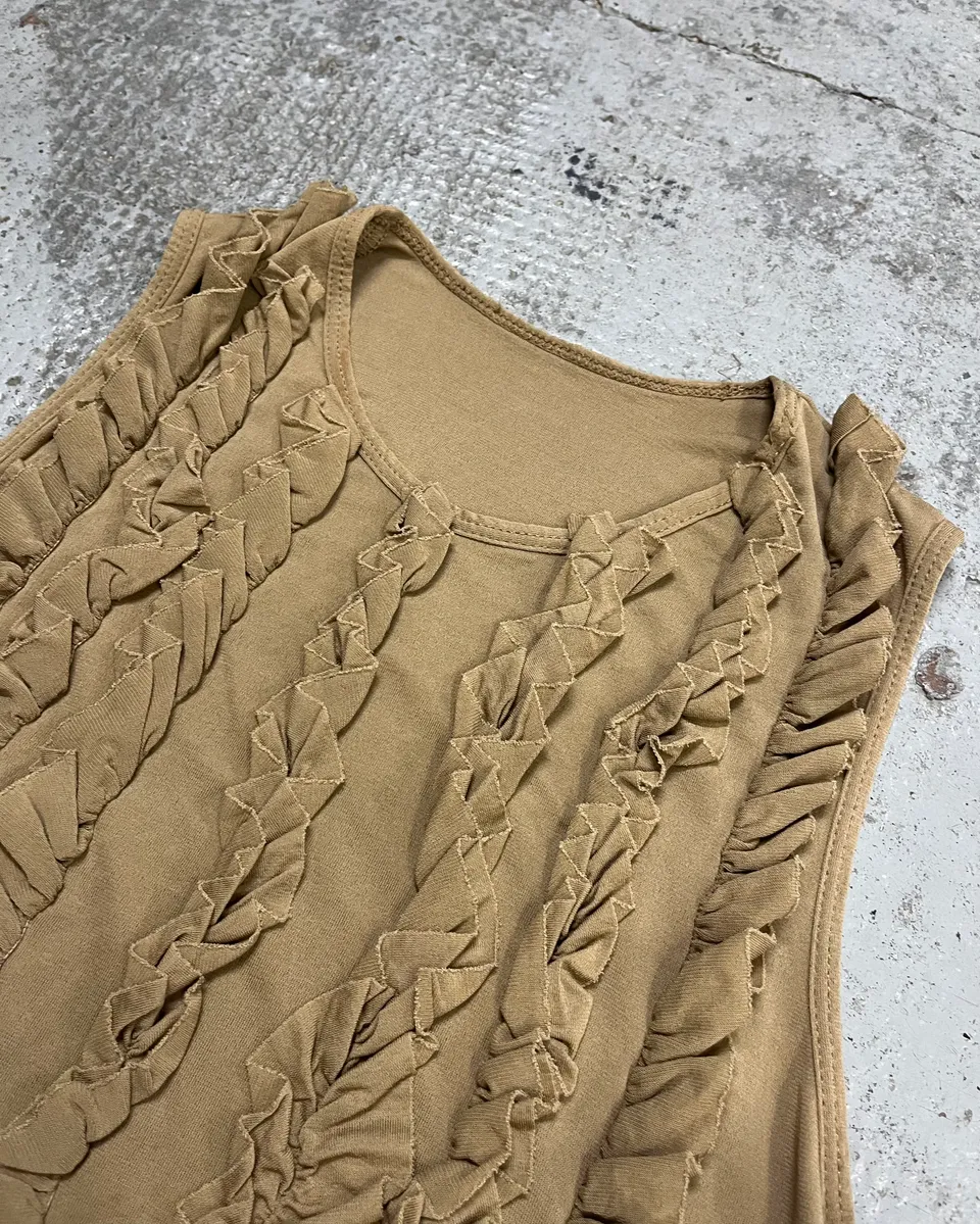 Plein Sud Beige Jersey Ruffle Tank Top - Image 5