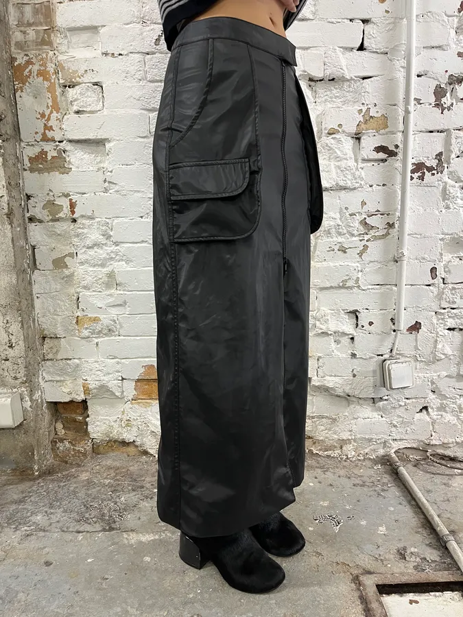 Plein Sud Black Nylon Cargo Multi-Pocket Maxi Skirt - Image 3