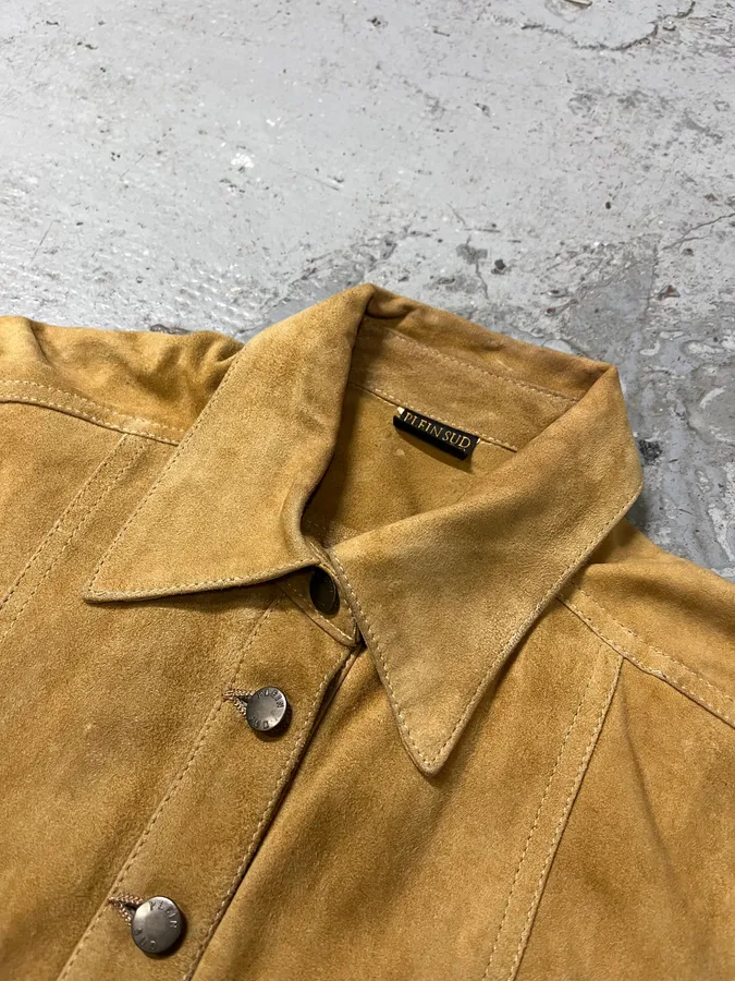 Plein Sud Camel Suede Leather Buttoned Shirt - Image 3