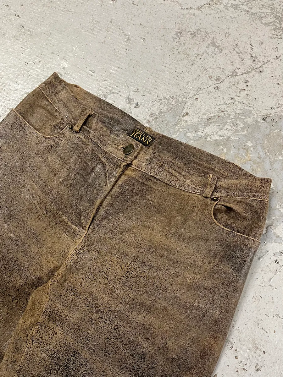 Plein Sud Distressed Leather Pants - Image 6