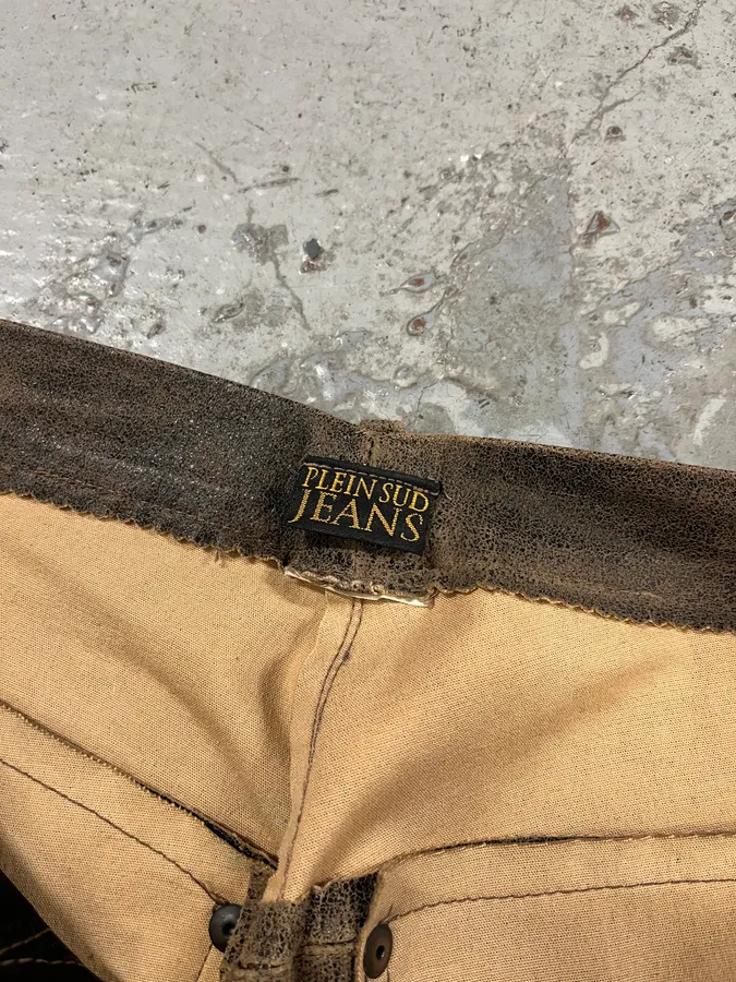 Plein Sud Distressed Leather Pants - Image 8