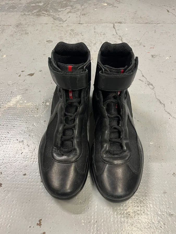 Prada America’s Cup Black Patent High Sneakers - Image 5