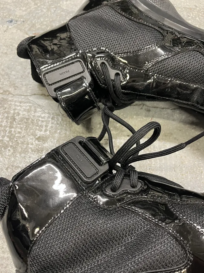 Prada America’s Cup Black Satin High Sneakers - Image 6