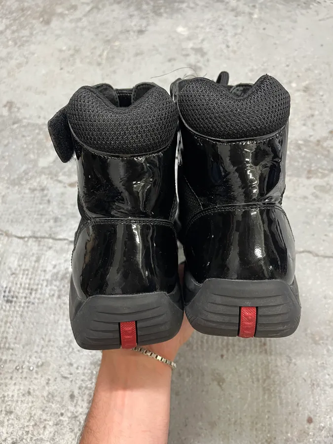 Prada America’s Cup Black Satin High Sneakers - Image 7