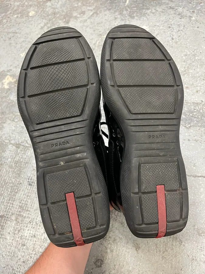 Prada America’s Cup Black Satin High Sneakers - Image 8