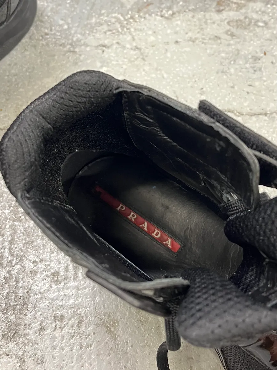 Prada America’s Cup Black Satin High Sneakers - Image 9