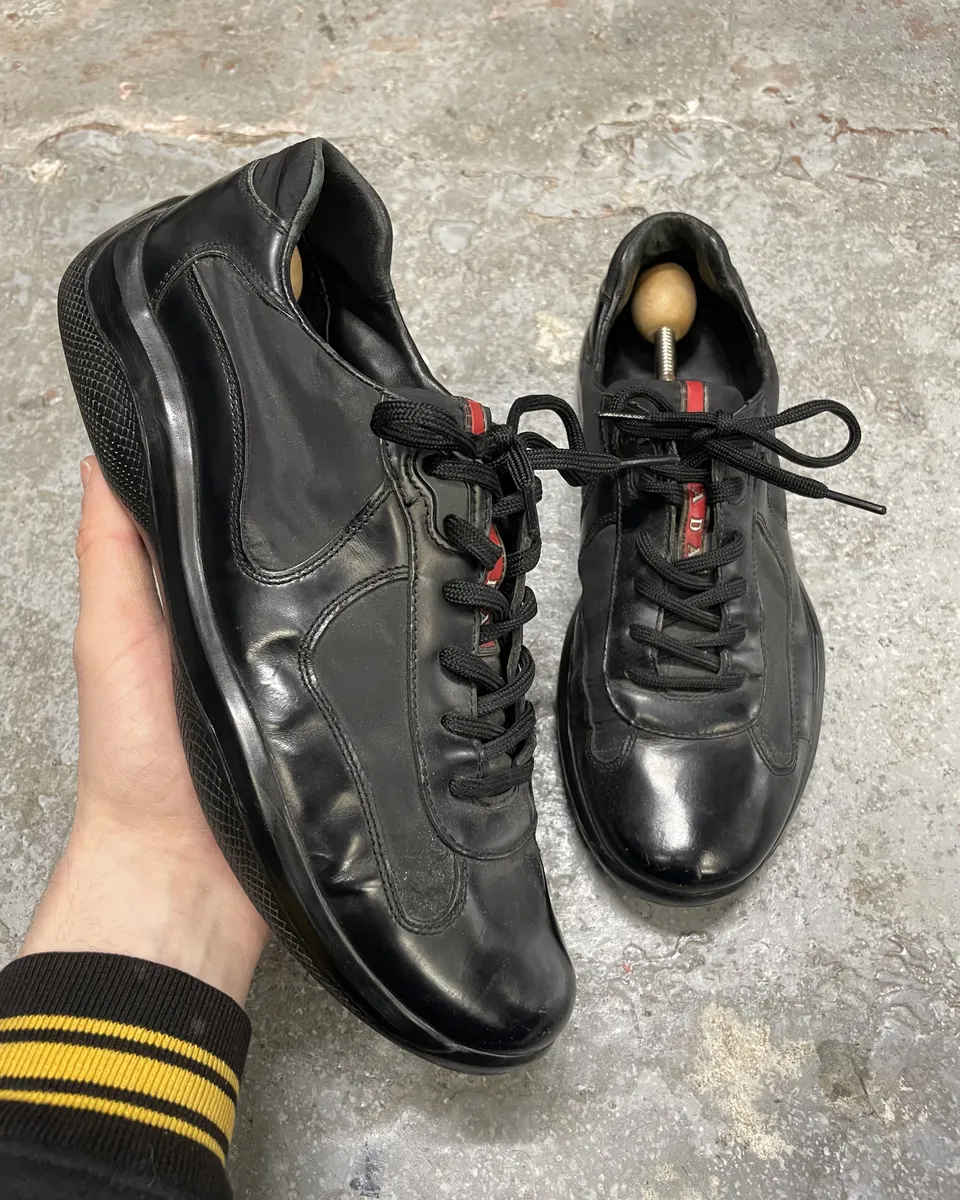 Prada America's Cup Hybrid Leather Black Shoes