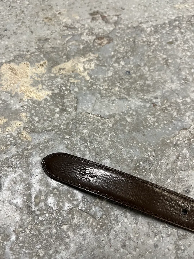 90s Cartier Panther Circular Metal Buck Black Belt - Image 3