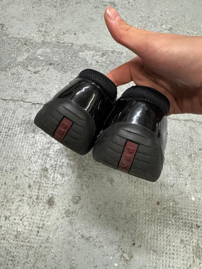 Prada America’s Cup Satin Black Leather Sneakers - Image 4