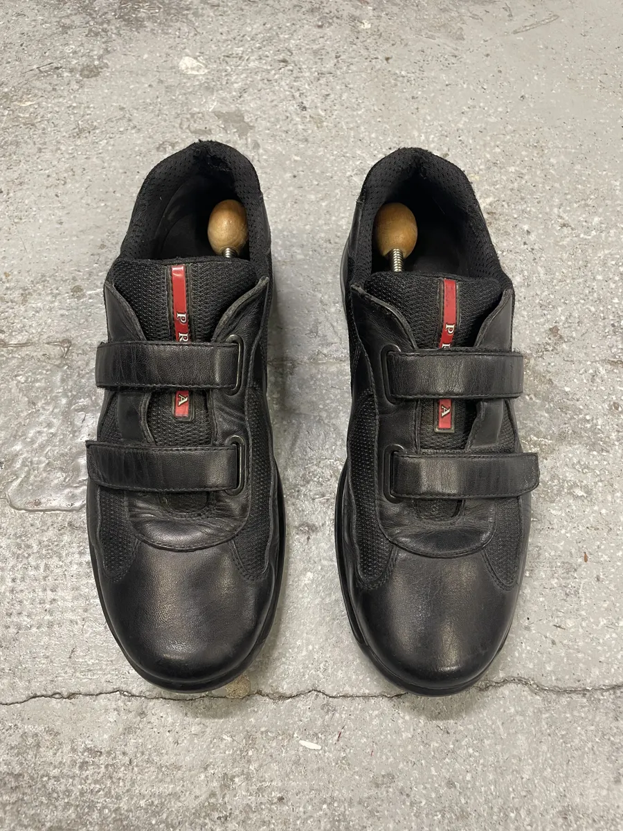 Prada America's Cup Scratch Black Leather Low Sneakers - Image 4