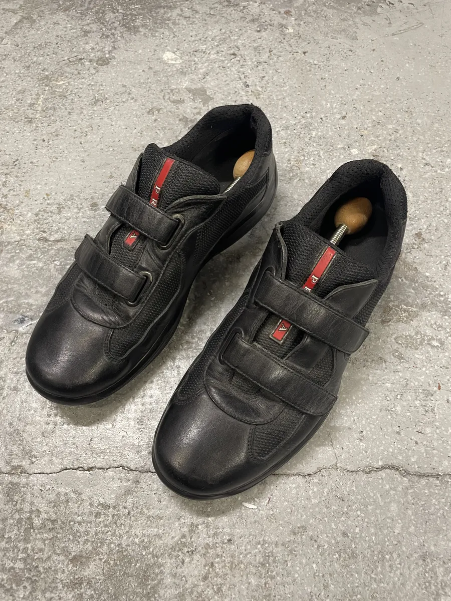 Prada America's Cup Scratch Black Leather Low Sneakers - Image 7