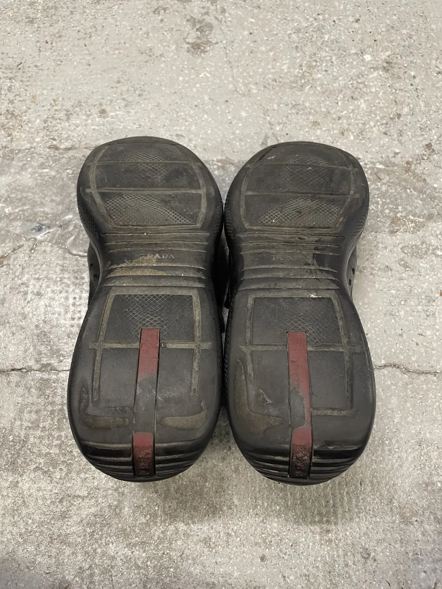 Prada America's Cup Scratch Black Leather Low Sneakers - Image 9