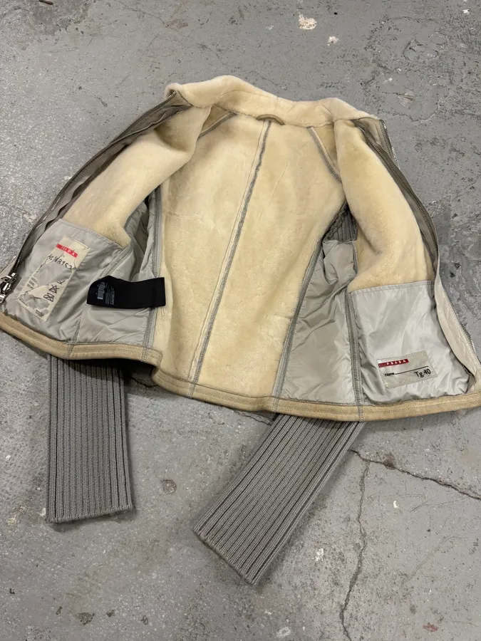 Prada Beige Shearling 2 in 1 Jacket with Vest - Image 3