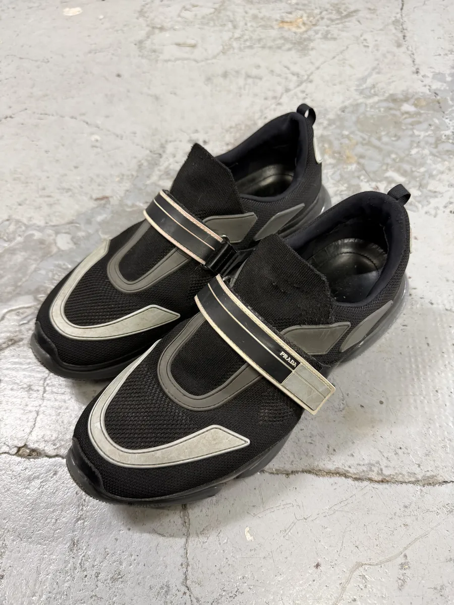 Prada Black Cloudbust Scratches Sneakers - Image 2