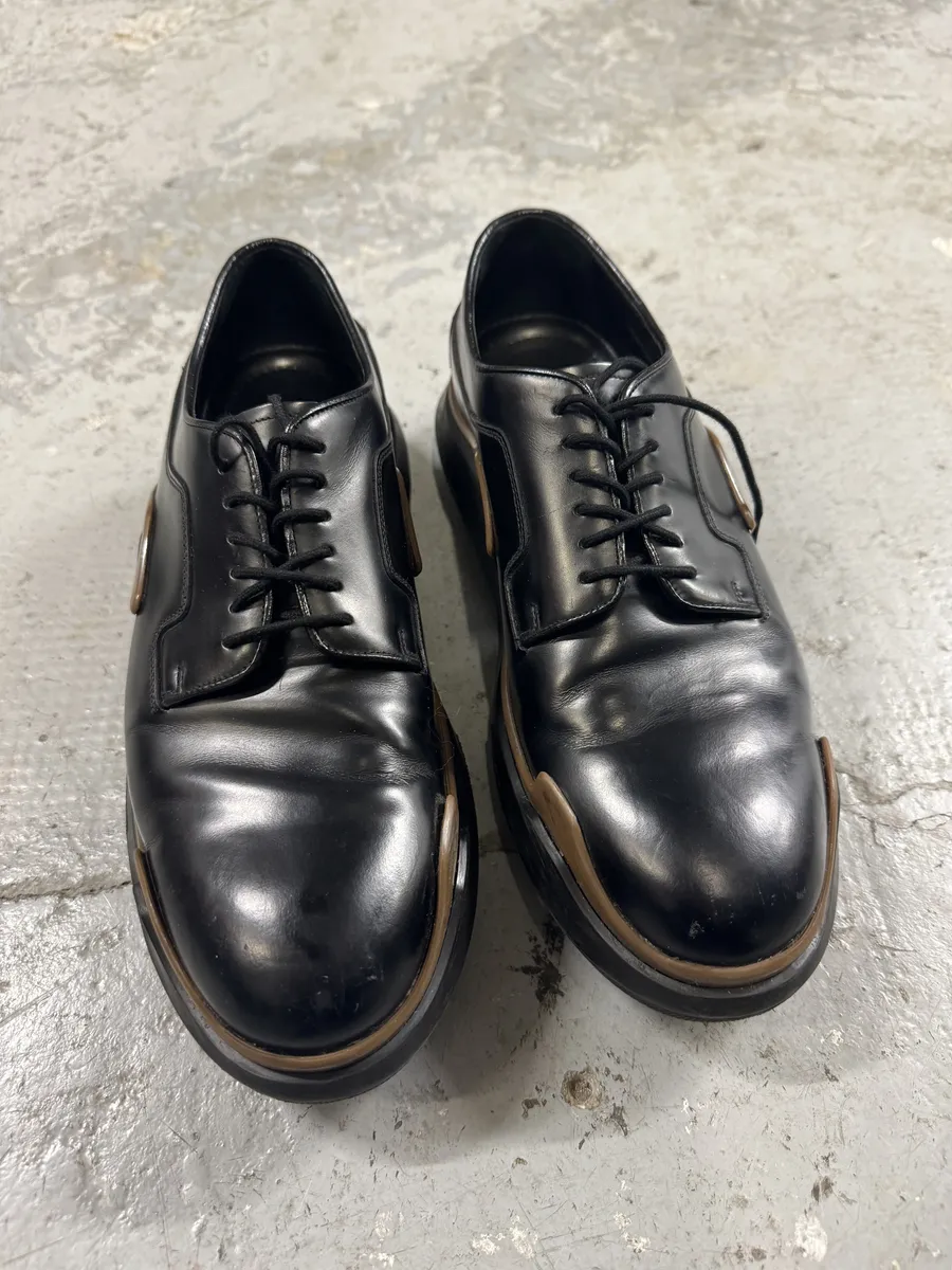 Prada Black Derby Leather Shoes - Image 5
