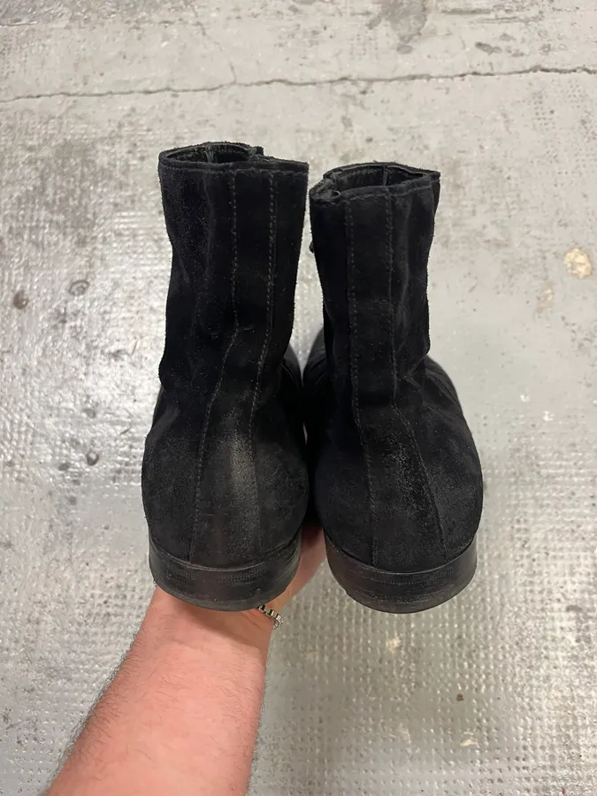 Prada Black Eroded Leather Chelsea Boots - Image 5