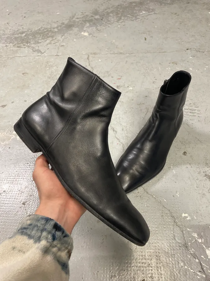 Prada Black Leather Ankle Boots
