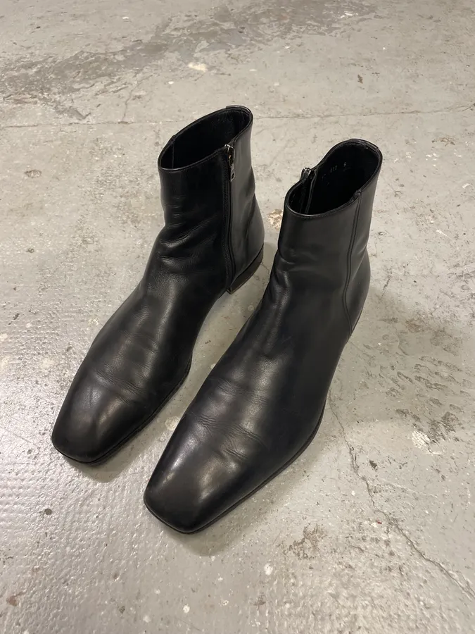 Prada Black Leather Ankle Boots - Image 3
