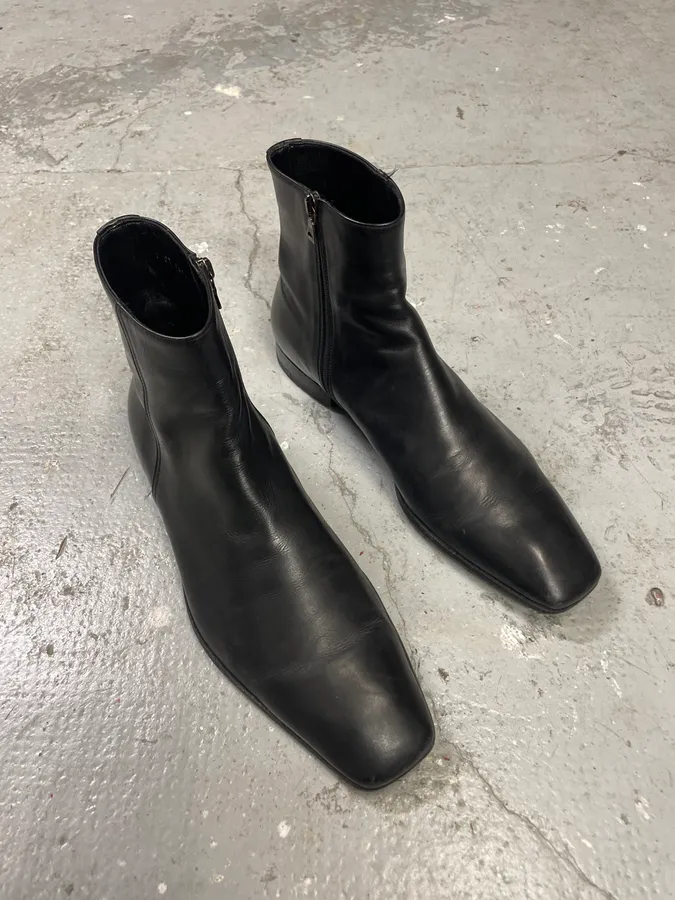 Prada Black Leather Ankle Boots - Image 4