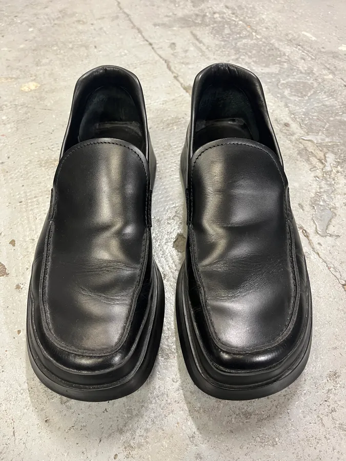 Prada Black Leather Loafers - Image 2
