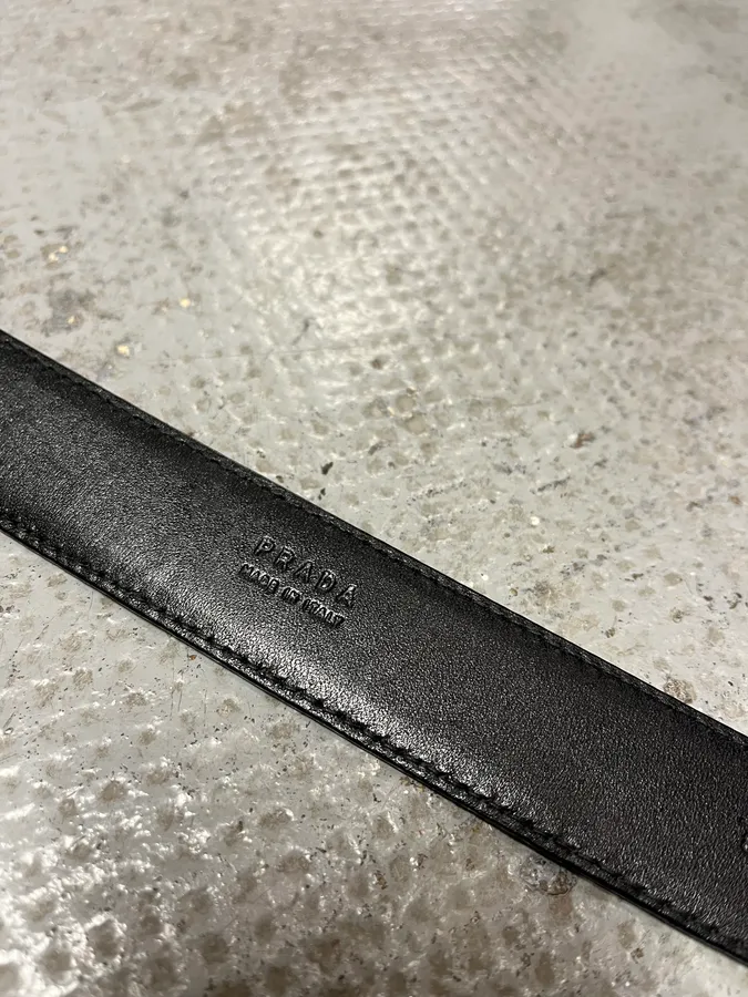 Prada Black Snake Effect Leather Belt - Image 10