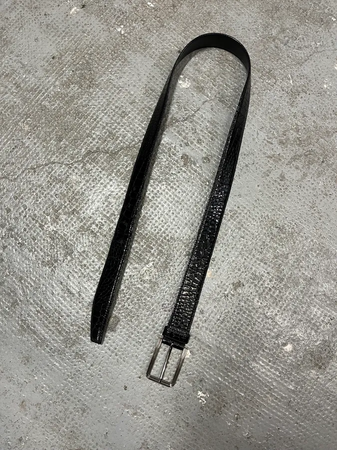 Prada Black Snake Effect Leather Belt - Image 4