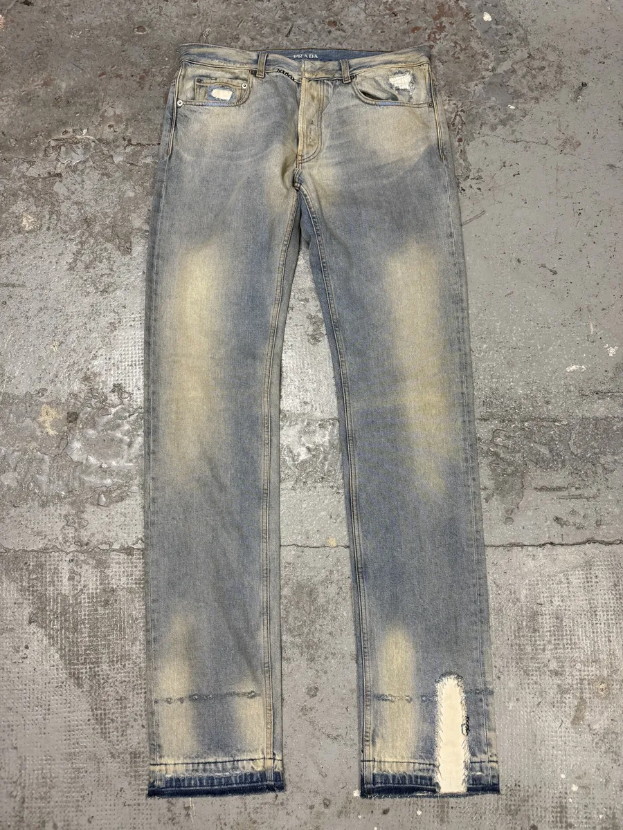 Prada Blue Light Faded Denim Jeans - Image 5