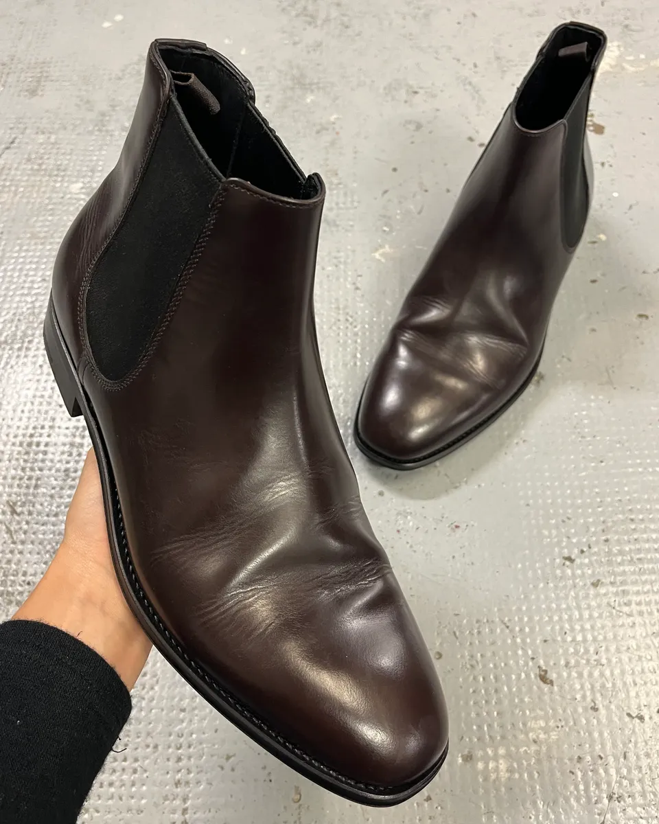 Prada Brown Leather Chelsea Boots