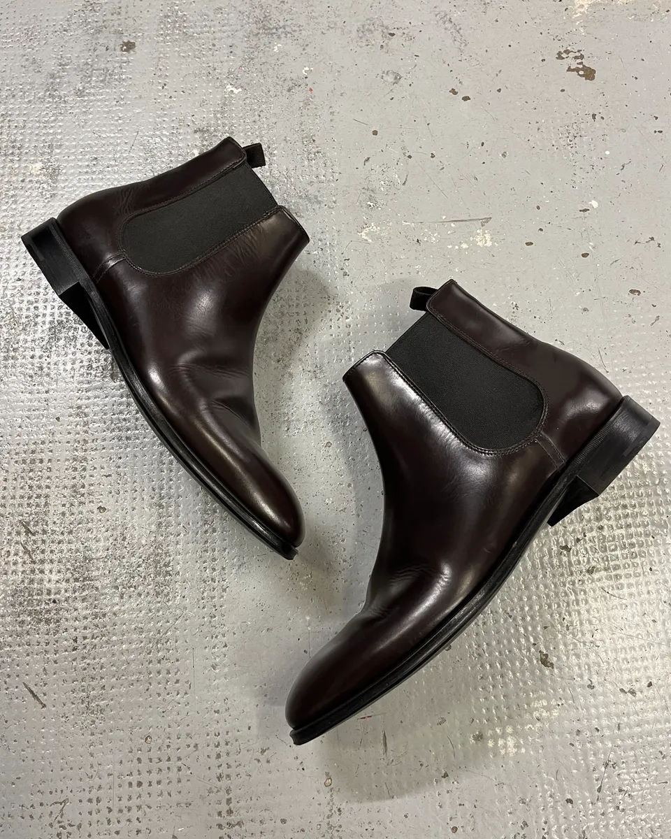 Prada Brown Leather Chelsea Boots - Image 2