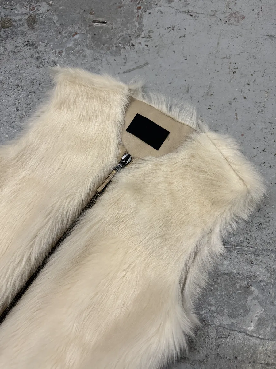 Prada Fur Creamy White Fur Leather Vest - Image 2