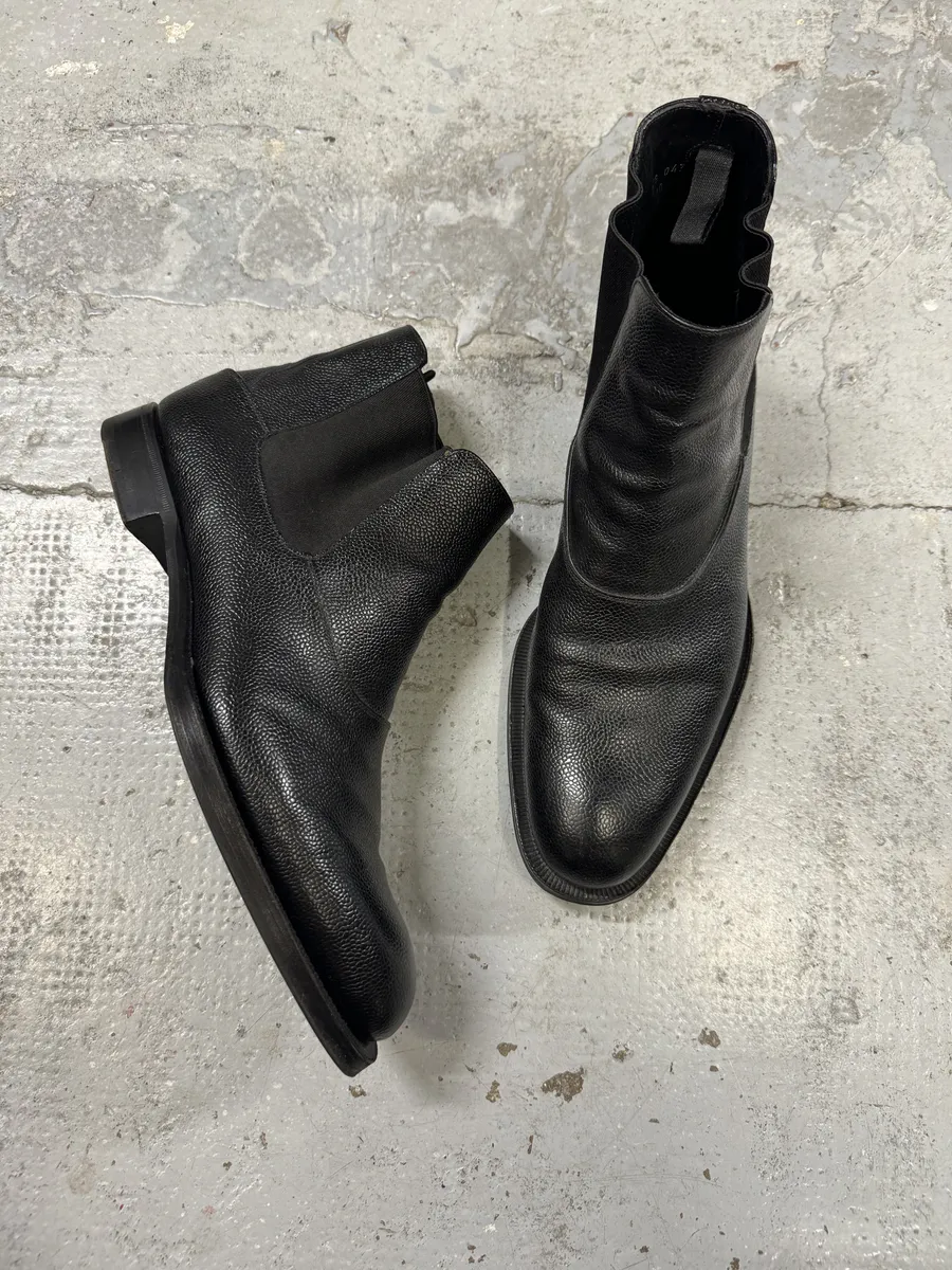 Prada Grained Leather Black Biker Boots - Image 3