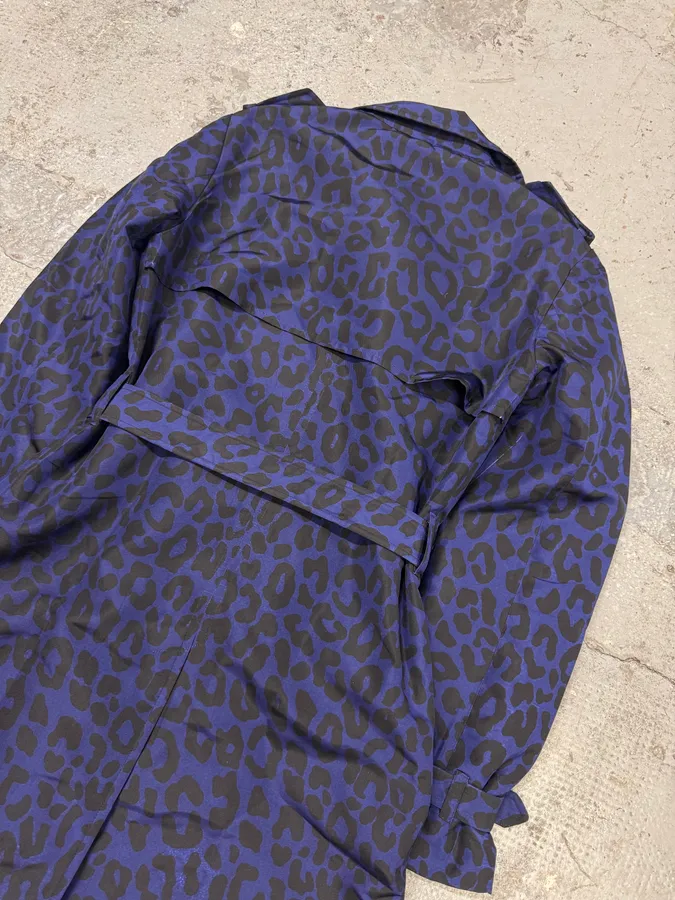 Prada Navy Black Leopard Trench Coat - Image 6