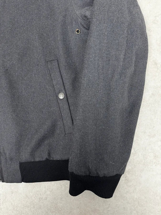 Prada Reversible Grey Wool Black Nylon Bomber Jacket - Image 13