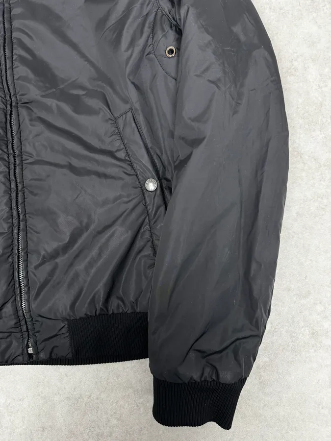 Prada Reversible Grey Wool Black Nylon Bomber Jacket - Image 14