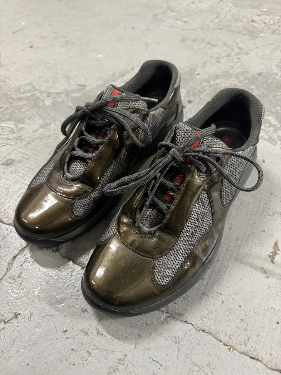 Prada Satin Olive Leather America's Cup Shoes - Image 2