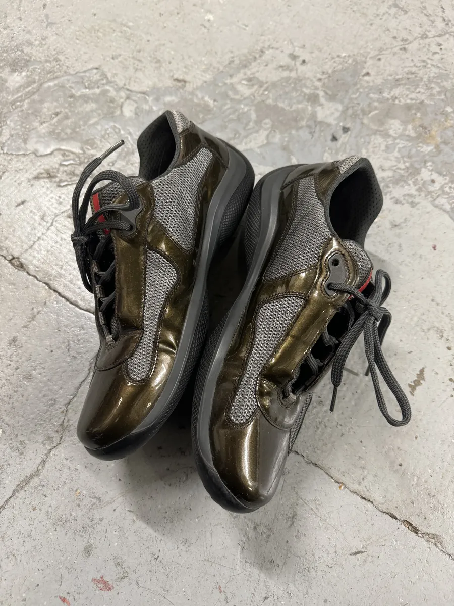 Prada Satin Olive Leather America's Cup Shoes - Image 3