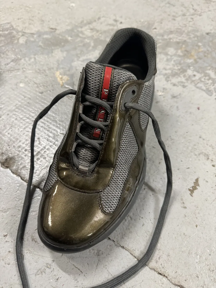 Prada Satin Olive Leather America's Cup Shoes - Image 5