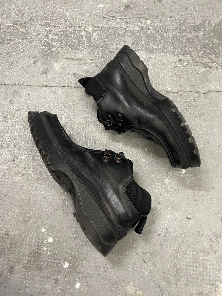 Prada Vibram Black Combat Laced Leather Low Boots - Image 9
